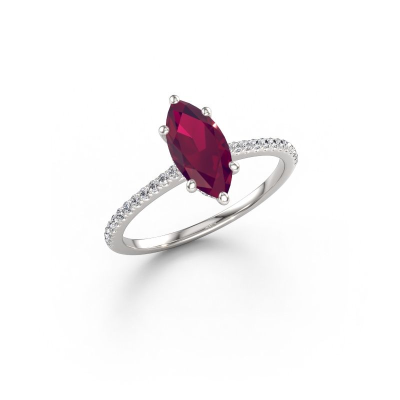 Verlobungsring Sophie MRQ 585 Weißgold Rhodolit 10x5 mm