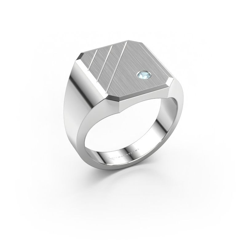 Siegelring Patrick 4 950 Platin Aquamarin 2.5 mm