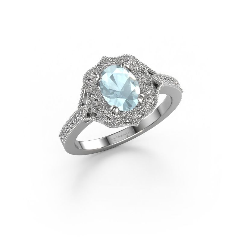 Engagement ring Loni 585 white gold aquamarine 7,5x5,5 mm