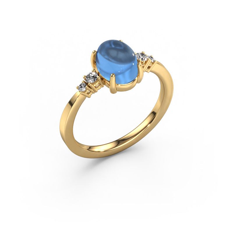 Ring Jelke 585 gold blue topaz 8x6 mm