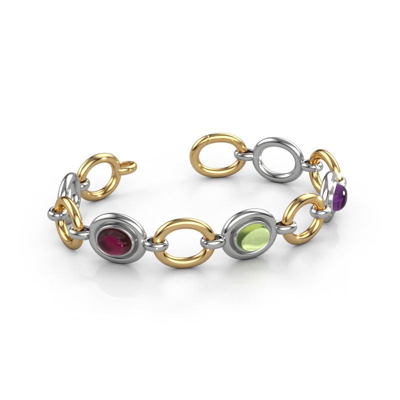 Link bracelet Maxima 3 585 white gold garnet 9x7 mm