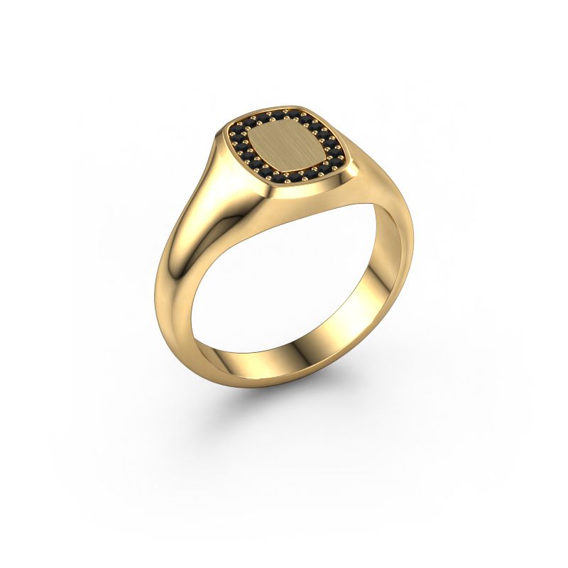 Men's ring Floris Cushion 1 585 gold black diamond 0.18 crt