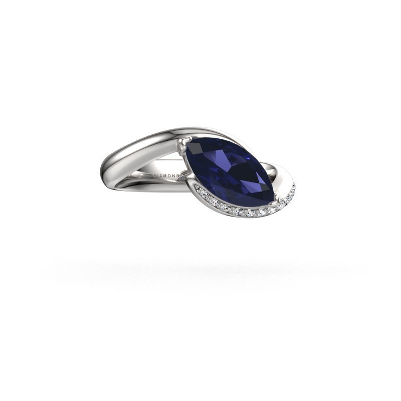 Engagement ring Aida MRQ side 585 white gold sapphire 11x5.5 mm