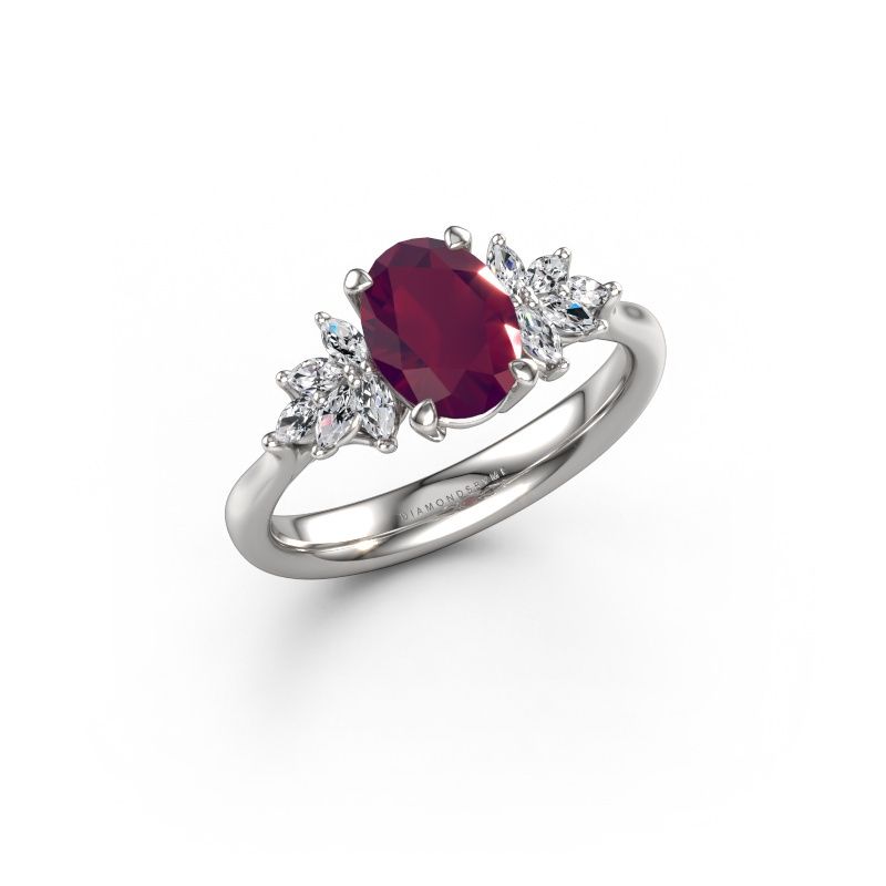 Verlobungsring Fiona OVL 585 Weißgold Rhodolit 8x6 mm