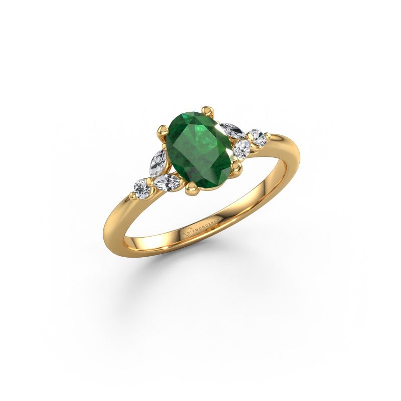 Verlovingsring Megan OVL 585 goud smaragd 7,5x5,5 mm