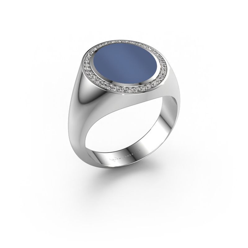 Zegel ring Adam 3 585 witgoud blauw lagensteen 13x11 mm