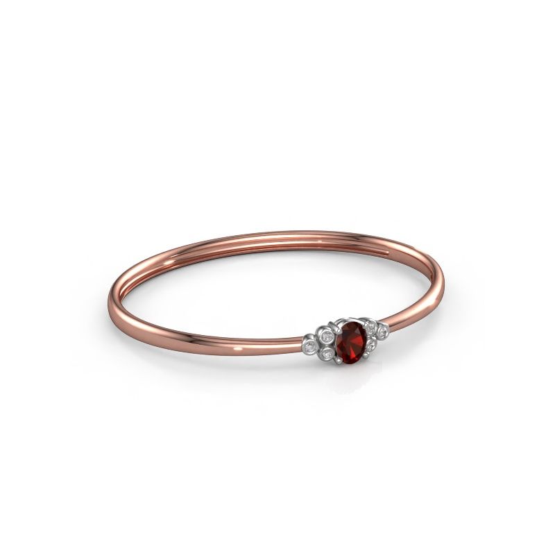 Bracelet jonc Lucy 585 or rose grenat 8x6 mm