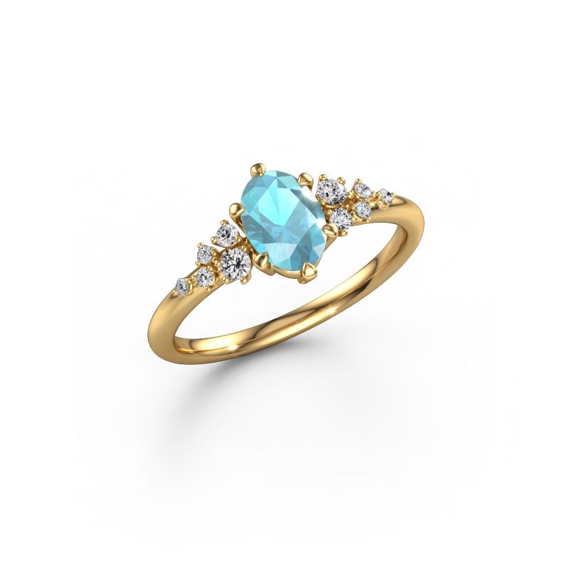 Ring Royce OVL 585 gold blue topaz 7x5 mm