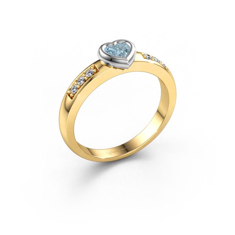 Engagement ring Lieke Heart 585 gold blue lab grown diamond 4 mm