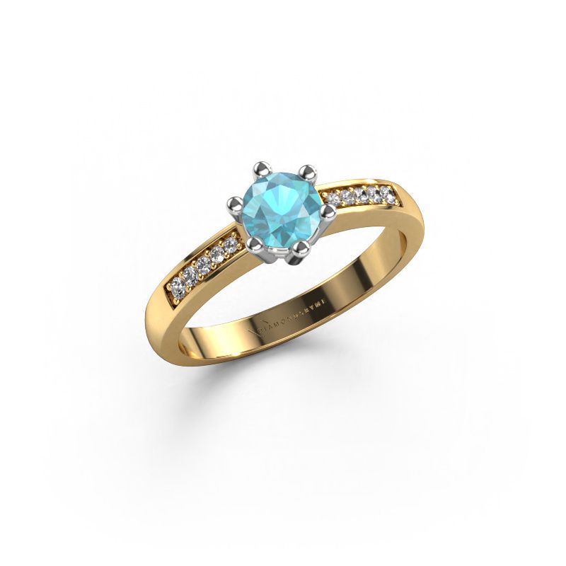 Engagement ring Luna 2 585 gold blue topaz 5 mm