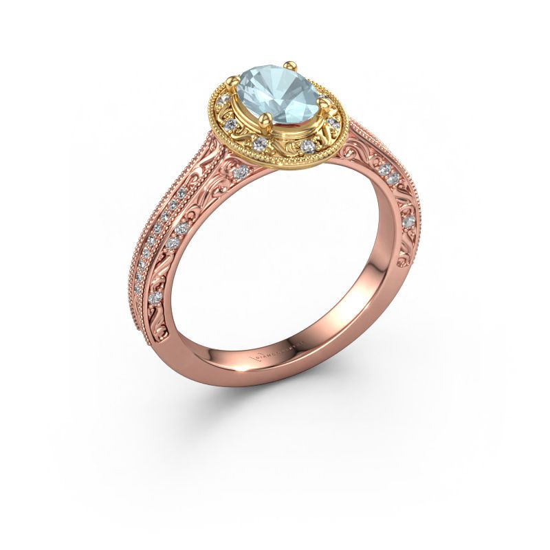 Verlobungsring Alice OVL 585 Roségold Aquamarin 7x5 mm