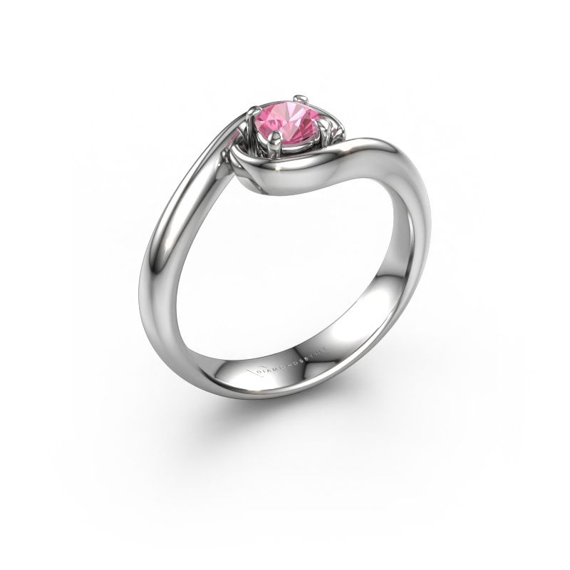Engagement ring Linn 585 white gold pink sapphire 4.2 mm