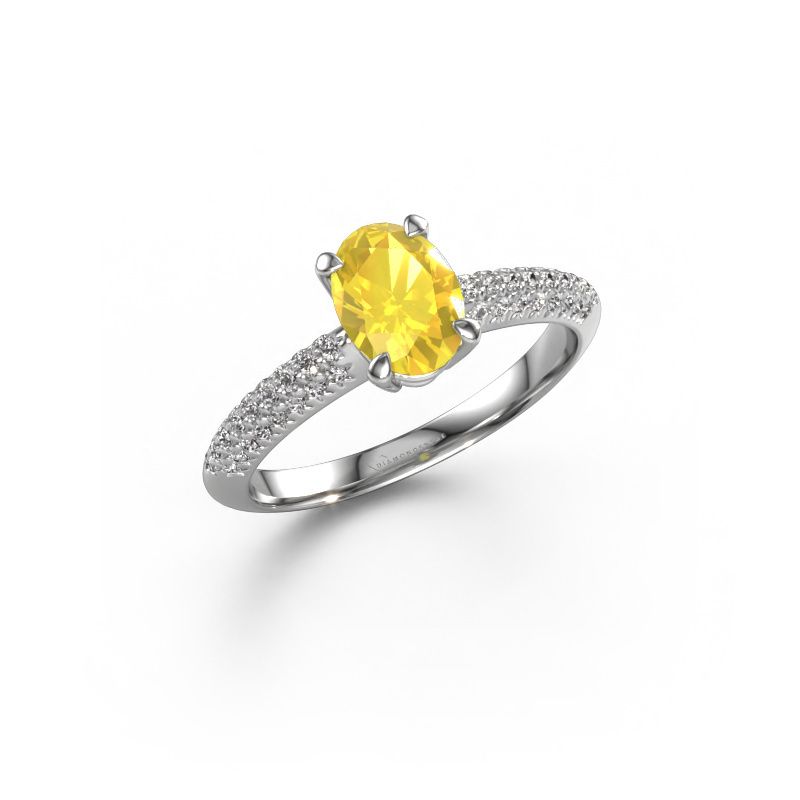 Engagement ring Morane OVL 585 white gold yellow sapphire 7,5x5,5 mm