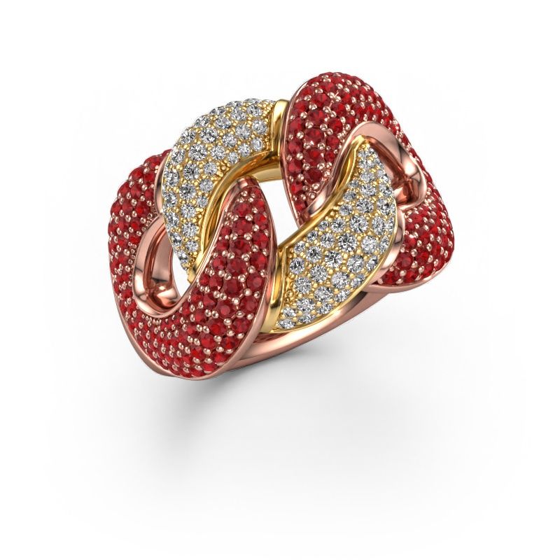 Ring Kylie 3 15mm 585 Roségold Rubin 0.8 mm