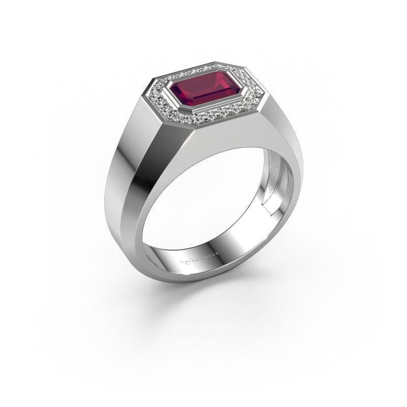 Heren ring Dylan 2 950 platina rhodoliet 7x5 mm