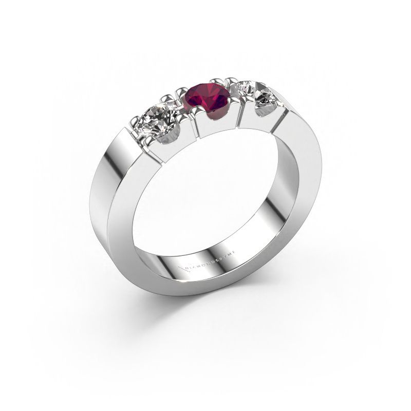 Ring Dana 3 585 witgoud rhodoliet 4 mm