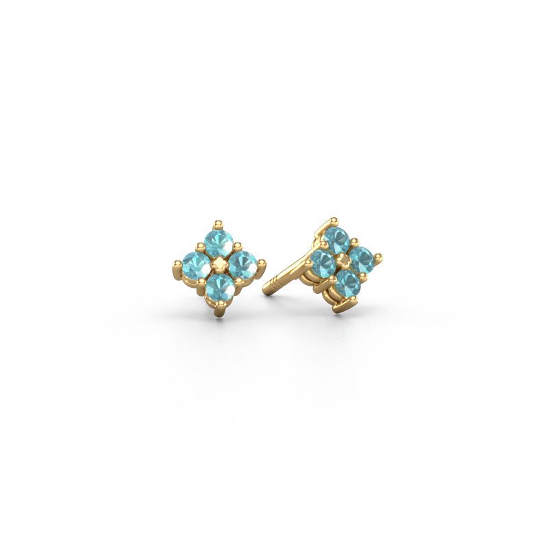 Clous d'oreilles Maryetta 585 or jaune topaze bleue 2 mm