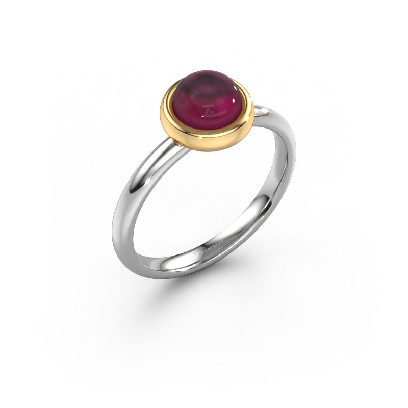 Ring Blossom RND 585 witgoud rhodoliet 5 mm