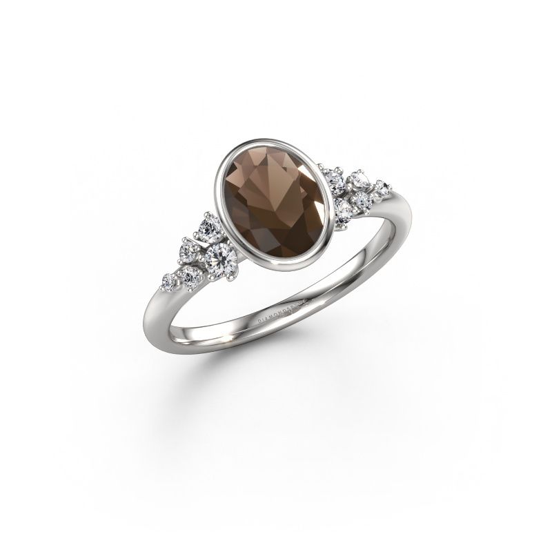 Verlobungsring Aliyah OVL 950 Platin Rauchquarz 8x6 mm