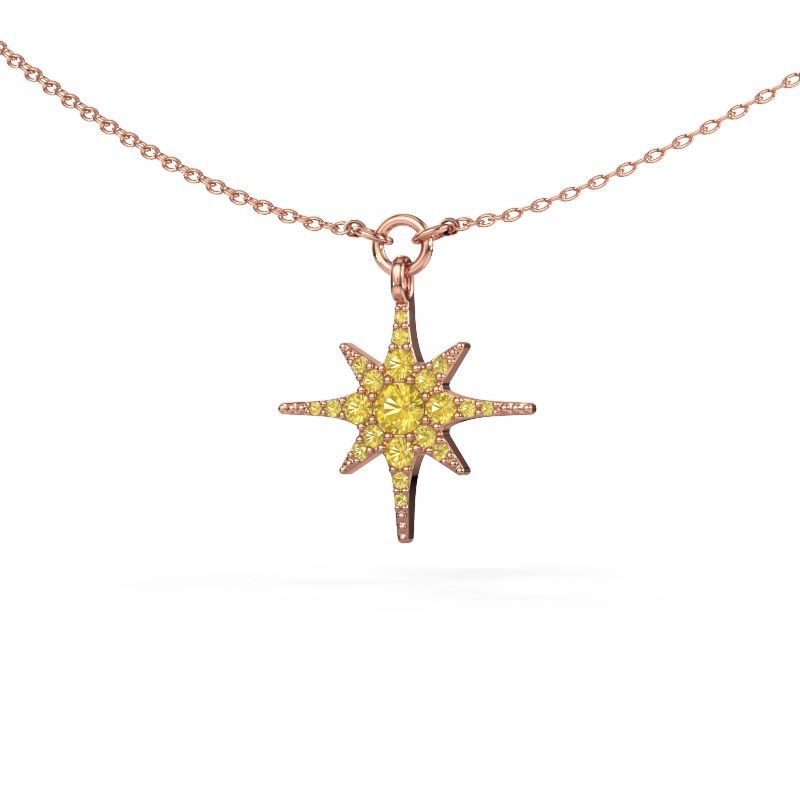 Necklace Star 585 rose gold yellow sapphire 3 mm