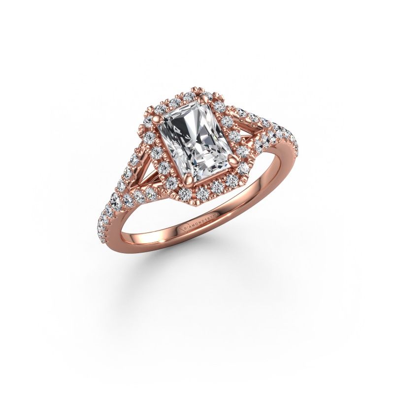 Engagement ring Kimber RAD 585 rose gold lab grown diamond 1.405 crt