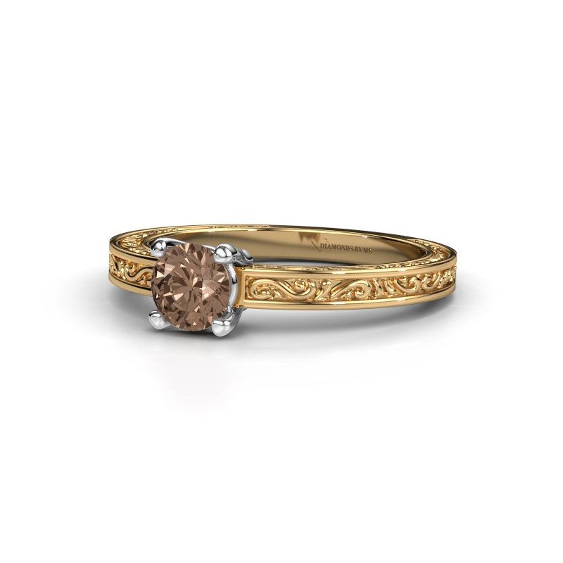 Afbeelding van Verlovingsring Claudette 1 585 goud bruine diamant 0.50 crt