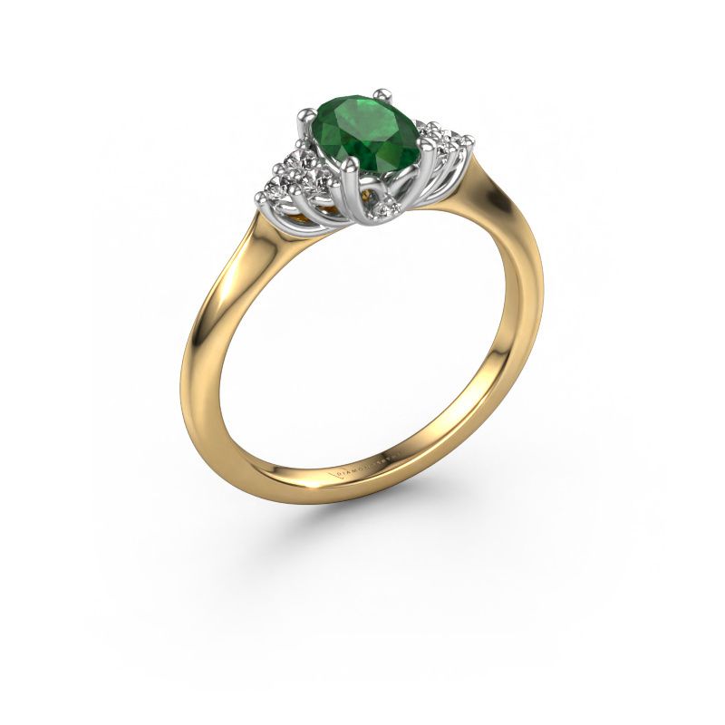 Verlovingsring Felipa OVL 585 goud smaragd 7x5 mm
