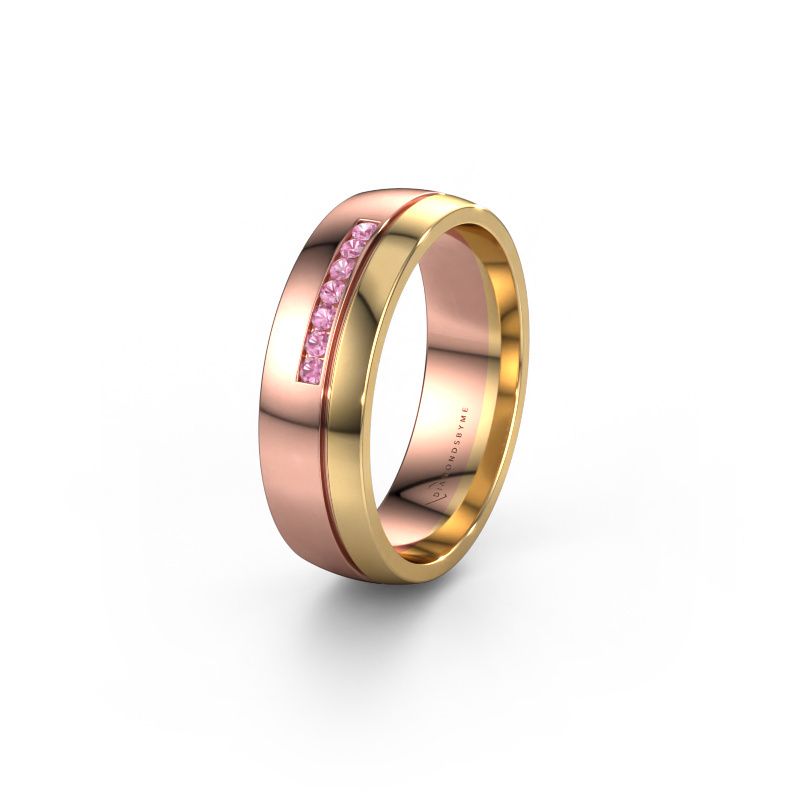 Wedding ring WH0308L26AP 585 rose gold pink sapphire ±6x1.7 mm