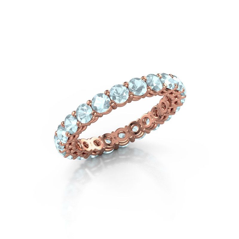 Image of Stackable ring Michelle full 3.0 585 rose gold aquamarine 3 mm