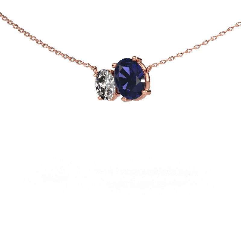 Anhänger Toi et Moi OVL OVL 585 Roségold Saphir 8x6 mm