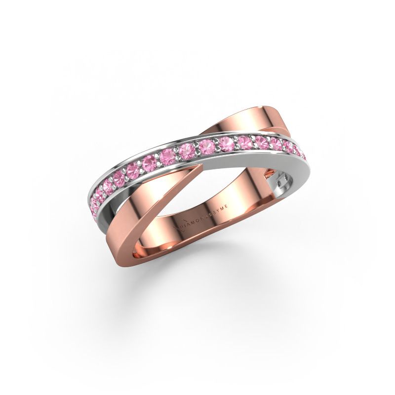 Ring Essie 585 rosé goud roze saffier 1.5 mm