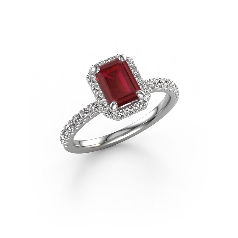 Engagement ring Miranda EME 585 white gold ruby 7x5 mm