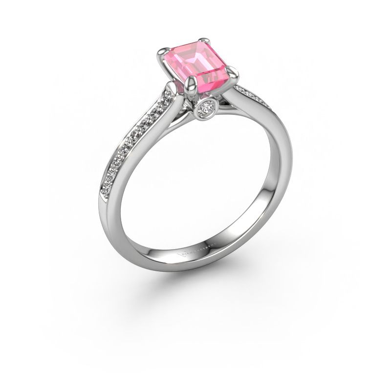Engagement ring Valorie eme 2 950 platinum pink sapphire 6.5x4.5 mm