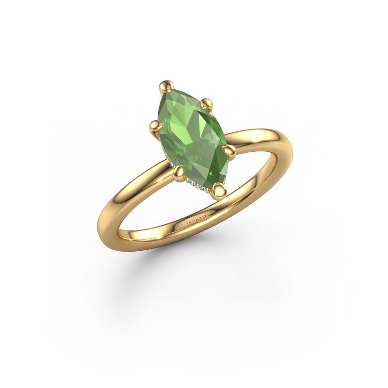Bague de fiançailles Simone MRQ 2 585 or jaune vert tourmaline 11x5.5 mm