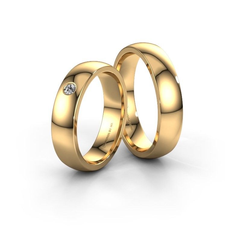 Image of Wedding rings set WH0101LM25BP ±5x2 mm 14 Carat gold diamond 0.08 crt