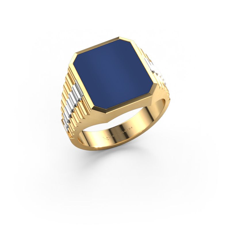 Signet ring Brent 3 585 gold lapis 14x12 mm