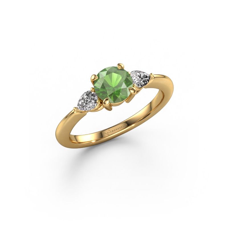 Verlobungsring Chanou RND 585 Gold Turmalin grün 6 mm