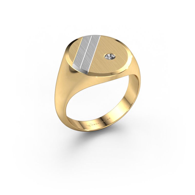 Signet ring Wesley 5 585 gold lab grown diamond 0.06 crt