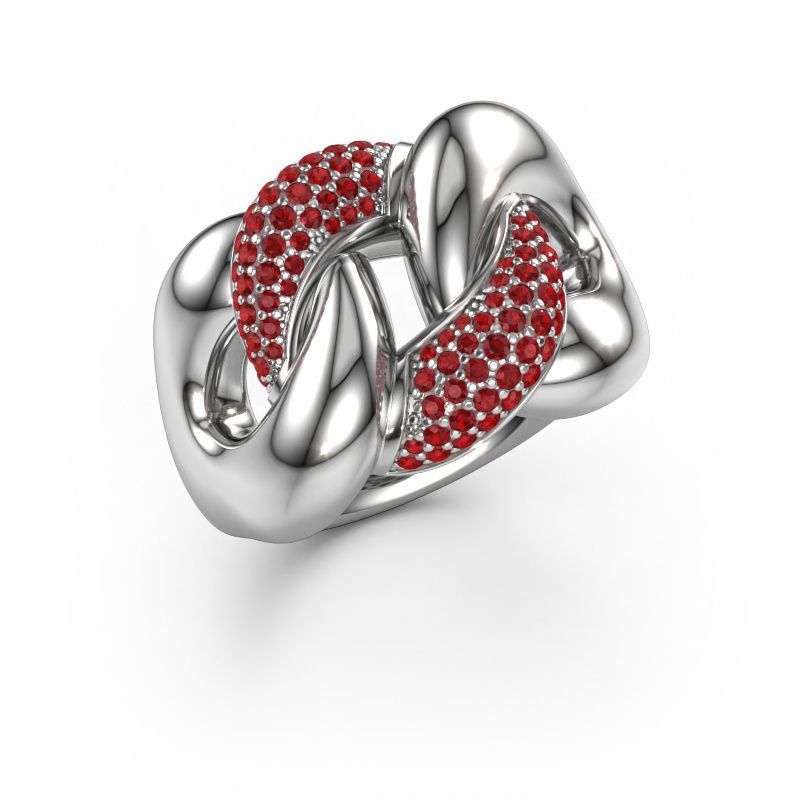 Ring Kylie 2 15mm 950 platina robijn 0.8 mm