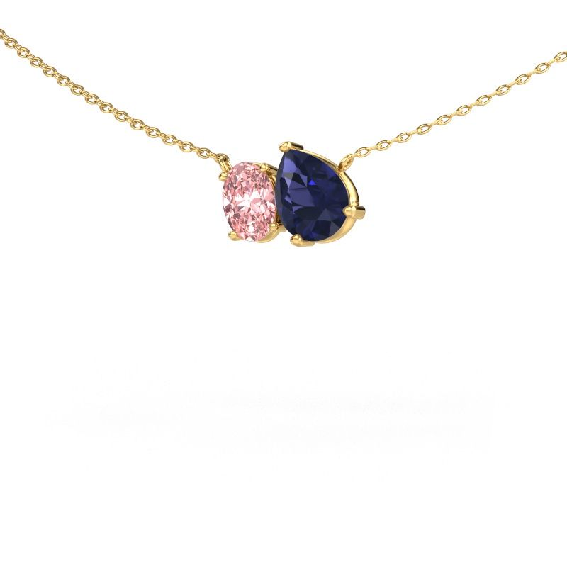 Anhänger Toi et Moi PER OVL 585 Gold Saphir 8x6 mm