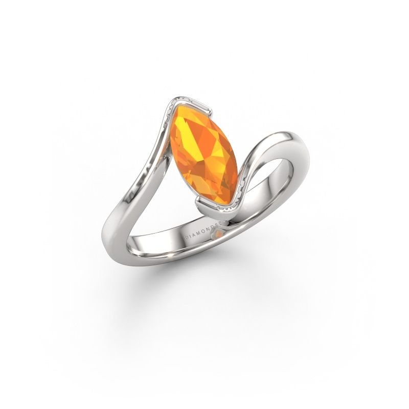 Bague de fiançailles Eve 585 or blanc citrine 10x5 mm