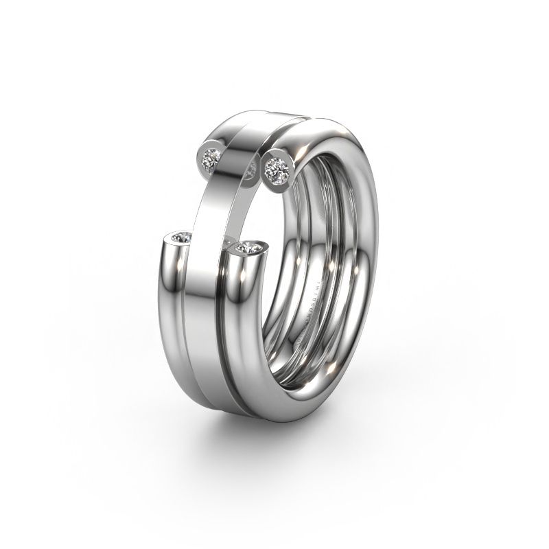 Trouwring WH6018L 950 platina lab-grown diamant ±8 x 3 mm