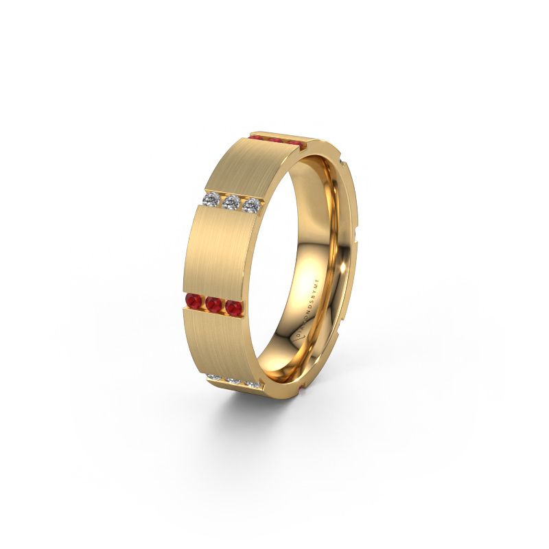Wedding ring WH0135L15BM 585 gold ruby ±5x2 mm