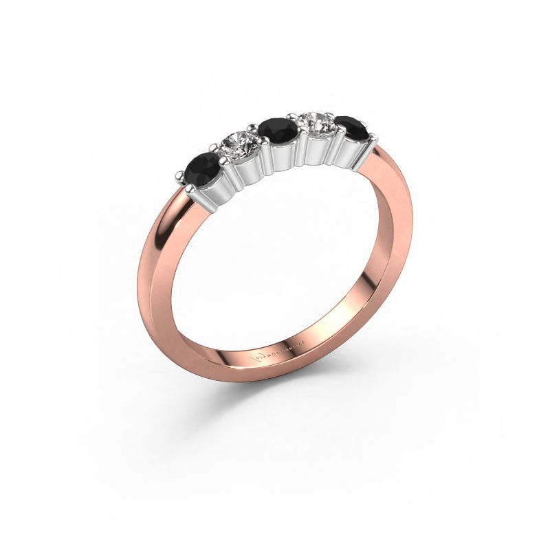 Ring Yasmin 5 585 Roségold Schwarz Diamant 0.56 crt