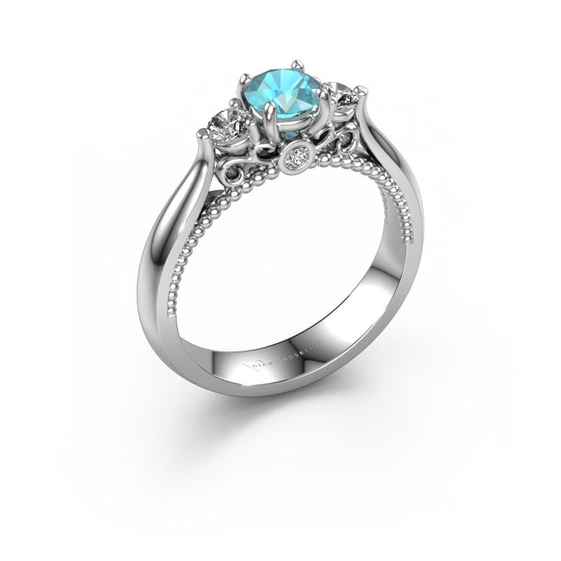 Verlovingsring Tiffani 950 platina blauw topaas 5 mm