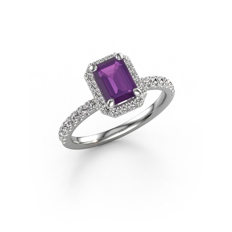 Engagement ring Miranda EME 950 platinum amethyst 7x5 mm