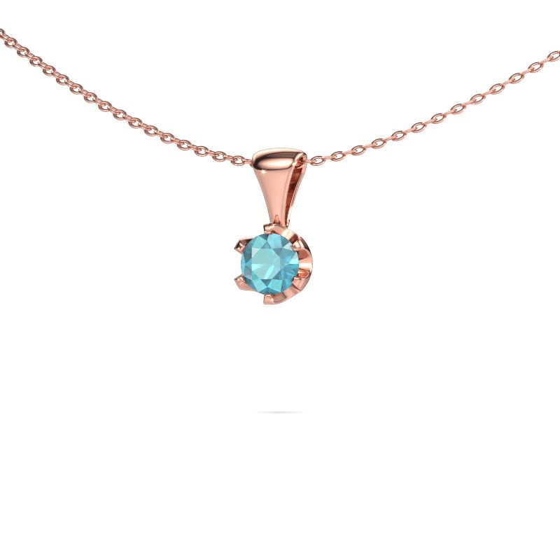 Collier Fran 585 or rose topaze bleue 5 mm