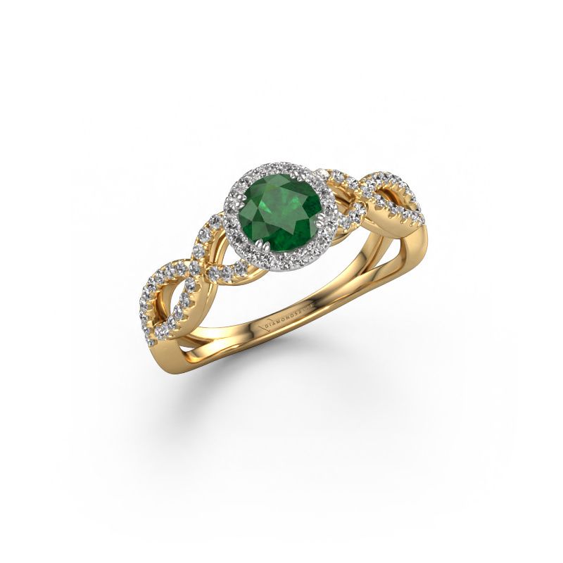 Bague de fiançailles Dionne rnd 585 or jaune emeraude 5 mm