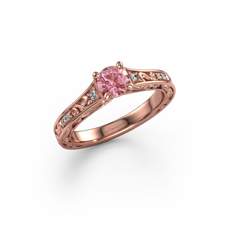Engagement ring Mallory RND 585 rose gold pink lab grown diamond 5 mm