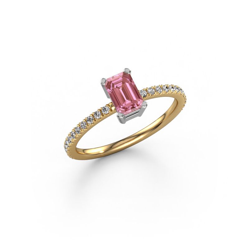 Engagement ring Denita 2 EME 585 gold pink lab grown diamond 6x4 mm